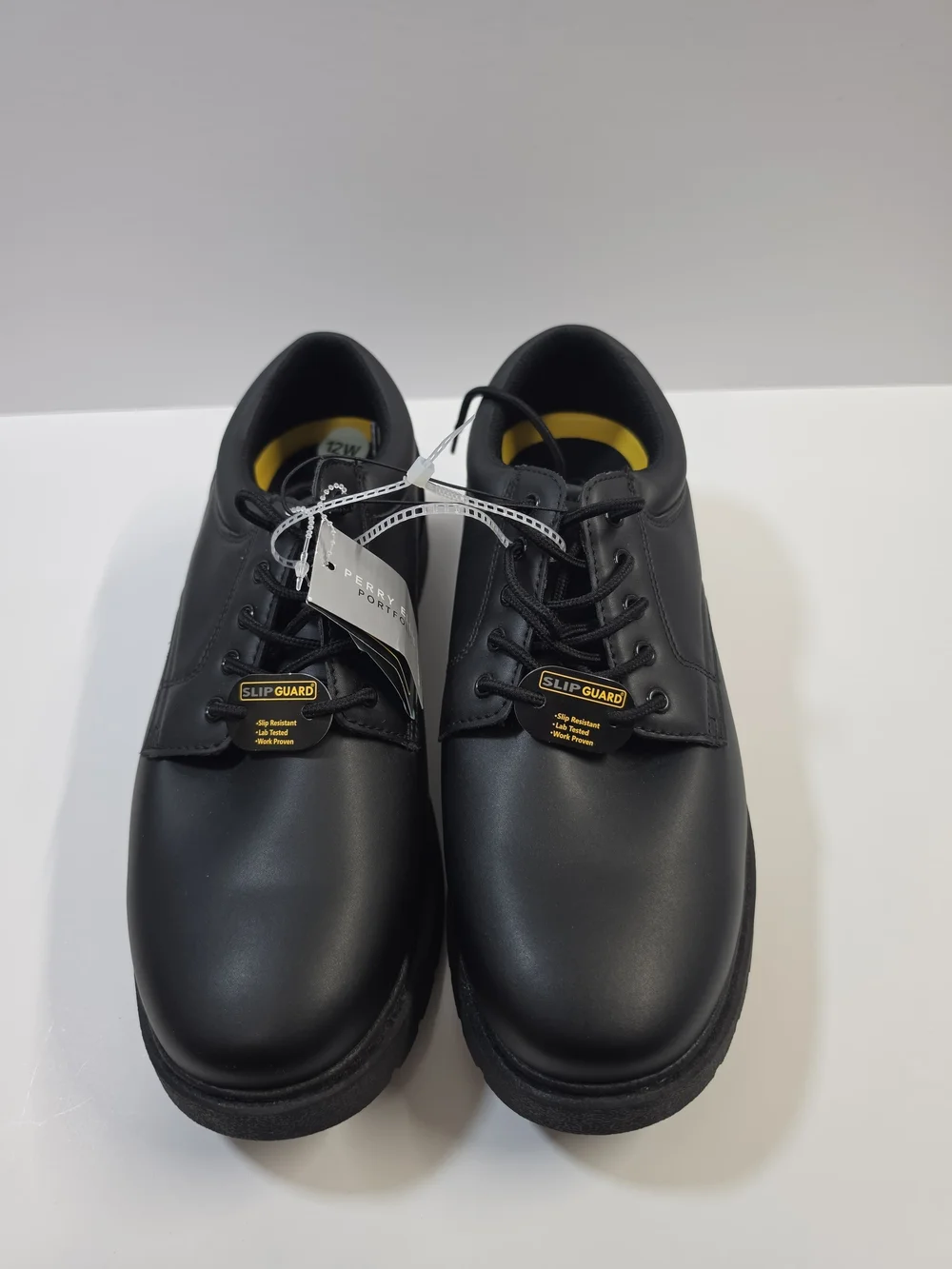Perry Ellis Portfolio Men’s Slip Resistant Work Shoes Black Size 12 Wide NWT
